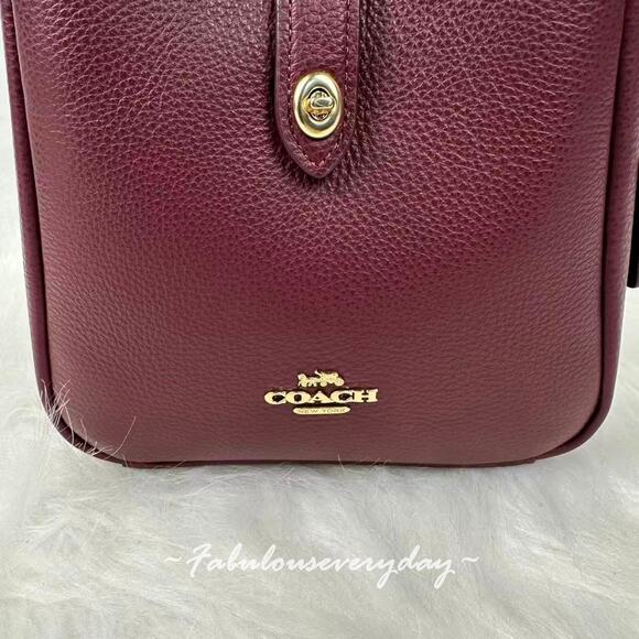 Coach Hadley Mini Crossbody Bag In Leather CAL60 Gold/Dark Wine Merlot NWT - Picture 6 of 9